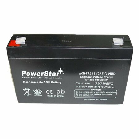 POWERSTAR 6v 7Ah UPS Battery Replaces 7.2ah Panasonic LC-R067R2P, LCR067R2P AGM672-04